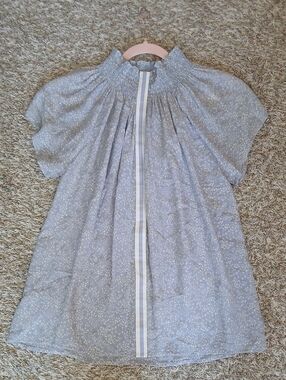 Rungolee Brooklyn Blouse Silk Crepe Light Blue Top Size Medium
